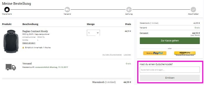 emp gutschein anwenden