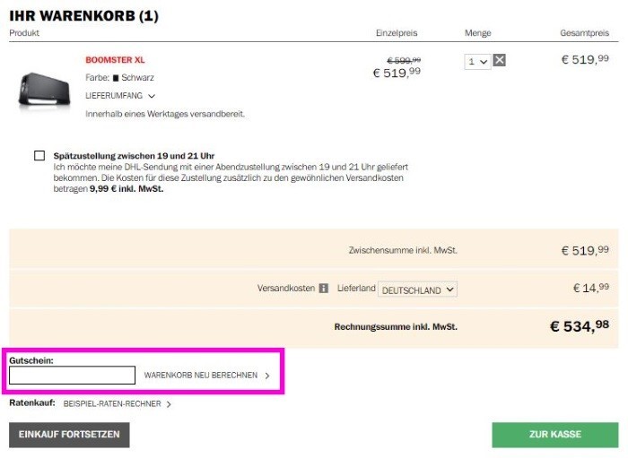 teufel gutschein anwenden