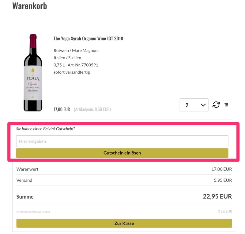 belvini gutschein einloesen